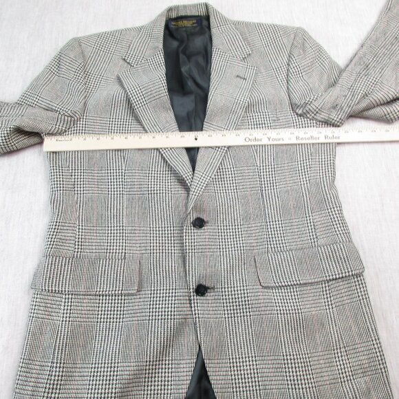 Brooks Brothers Blazer Jacket Mens Gray Houndstooth Plaid Formal Single Breasted - Picture 9 of 10